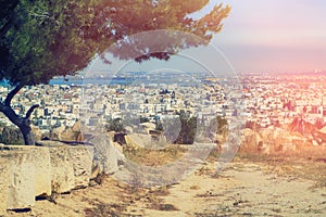 A sea port in the capital of Tunisia near bay. Byrsa Hill, Carthage