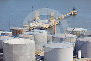 Sea port oil tanks