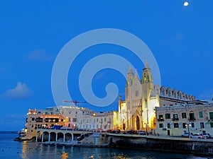 Waterfront in Saint Julian in Malta at night 7.3.2020
