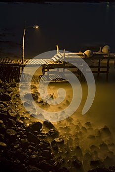 Sea quay at night, Galapagos