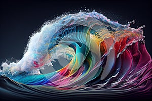 sea rainbow waves illustration Generative AI