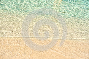 Sea ripple on sand beach in Great Stirrup Cay, Bahamas