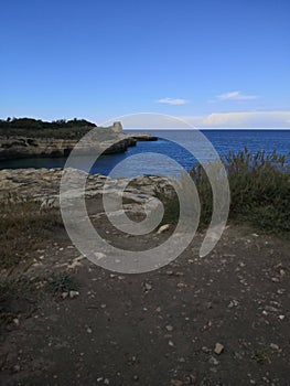 Sea and rock view in Puglia, Italy