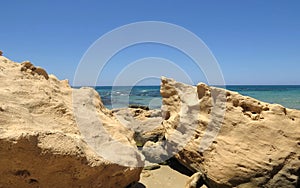 Sea rocks and Beach view