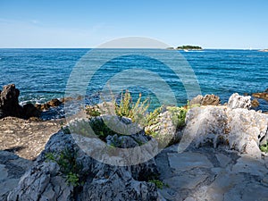 sea and rocks in the summer in croatia on the adria sea