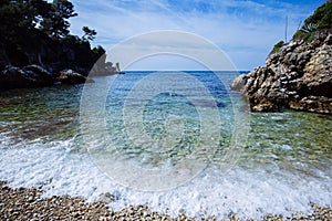 Sea and rocks summer landscape, French Riviera, Antibes