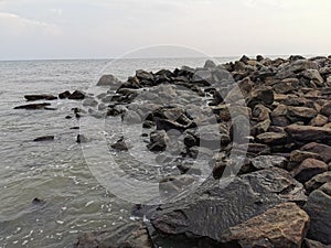 Sea rocks view from chaliyam beach, calicut, Kerala