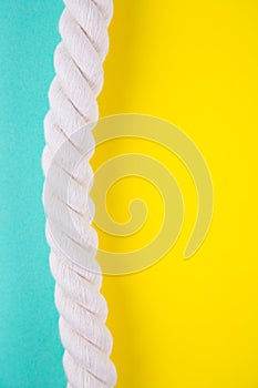 Sea rope on colored backgrounds with negative space. Summer back