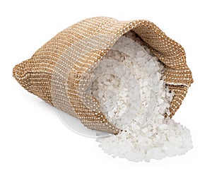Sea salt in burlap sack