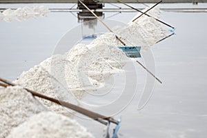 Sea salt evaporation pond in Petchaburi, Thailand.