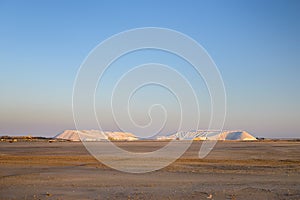 Sea salt heaps at salin de giraud in the Camargue in Provence France