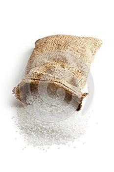 Sea salt in jute sack