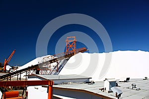 Sea salt mining in the salt flats of the lagoon at Ojo de Liebre, Baja California Sur, Mexico