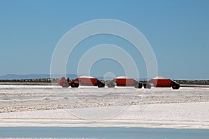 Sea salt mining in the salt flats of the lagoon at Ojo de Liebre, Baja California Sur, Mexico photo