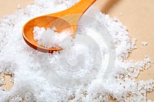 Sea salt, health, wooden spoon, seasoning, saltiness photo