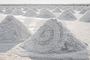 Sea salt pile pyramid made from evaporation of seawater