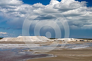 Sea salt pile at Salin de Giraud saltworks in the Camargue in Provence, France
