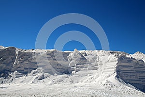 Salt mountain-Sea salt mining in the salt flats of the lagoon at Ojo de Liebre, Baja California Sur, Mexico photo