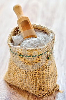 Sea salt in sack