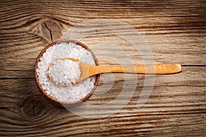 Sea Salt in a spoon and bowl