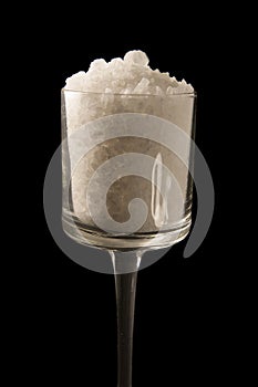 Sea salt on a tall cristal glass