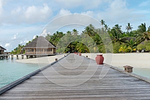 Sea Sand Beach at Meeru Island, Maldives May 2017.