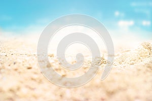 Sea sand beach summer day and nature background, soft focus photo