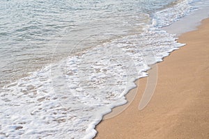 Sea Sand Beach with Wave Foam