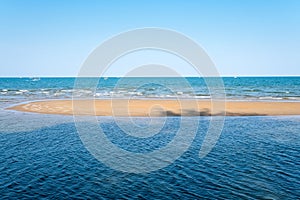 Sea sand and blue sky background