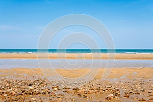 sea sand and blue sky background