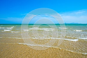 Sea sand and blue sky background