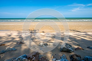 Sea sand and blue sky background