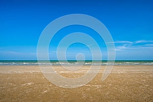 Sea sand and blue sky background