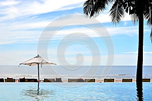 Sea sand sun swimming pool beach front resort in thailand