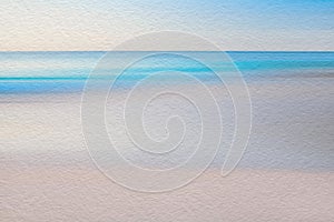 Sea and sandy beach abstract watercolour paint on texture paper background