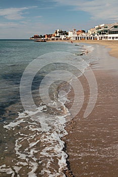 Sea and sandy beach in fall. Santa Marinella, Italy