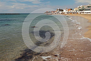 Sea and sandy beach in october. Santa Marinella, Italy