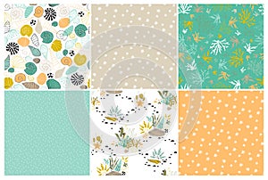 Sea seamless patterns set