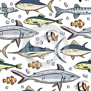 Sea seamless vector pattern.