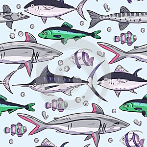 Sea seamless vector pattern.