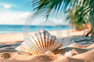 Sea and seashells. A lot of empty shells on the beach, close-up view