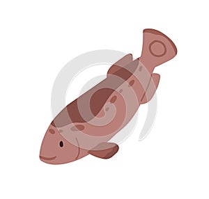 Sea Sebastes with spots on back. Undersea spotty fish. Ocean underwater animal. Colored flat vector illustration of