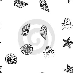 sea shell beach summer ocean vector seamless pattern