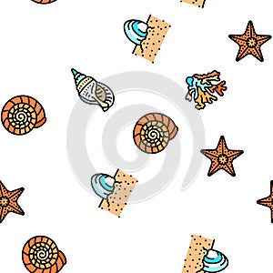 sea shell beach summer ocean vector seamless pattern