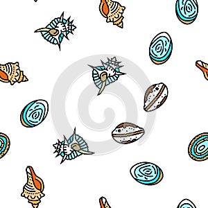 sea shell beach summer ocean vector seamless pattern