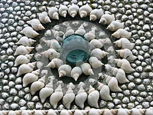 Sea shell patterns on the garden wall Denmark