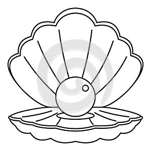 Sea shell with pearl icon, outline style