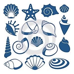 Sea shell vector silhouette icons