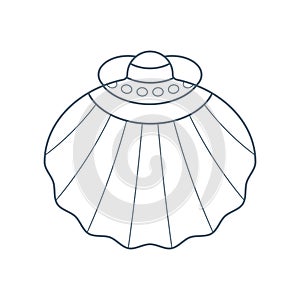 Sea shell, water inhabitant in flat cartoon style