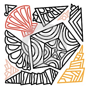 Sea shells abstract shapes. Linear elements for summer decoration. Temporary tattoo design